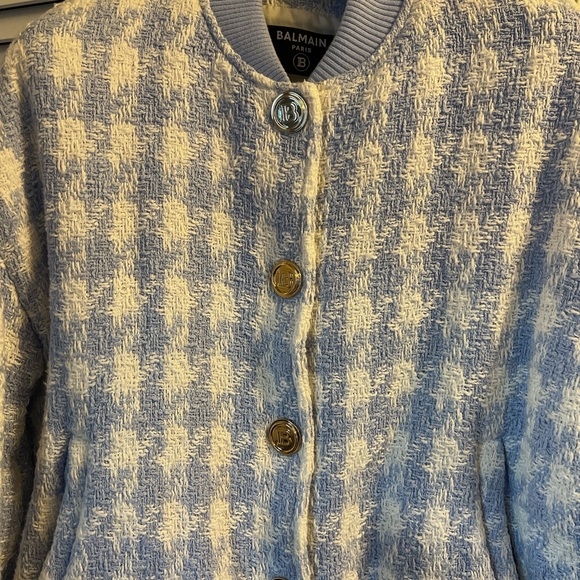 BALMAIN NWT HOUNDSTOOTH TWEED BOMBER JACKET SZ 40 - Picture 4 of 4